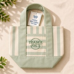 Trader Joe’s Striped Mini Canvas Tote Bag Set of 4 Pink Blue Green Beige Reuse