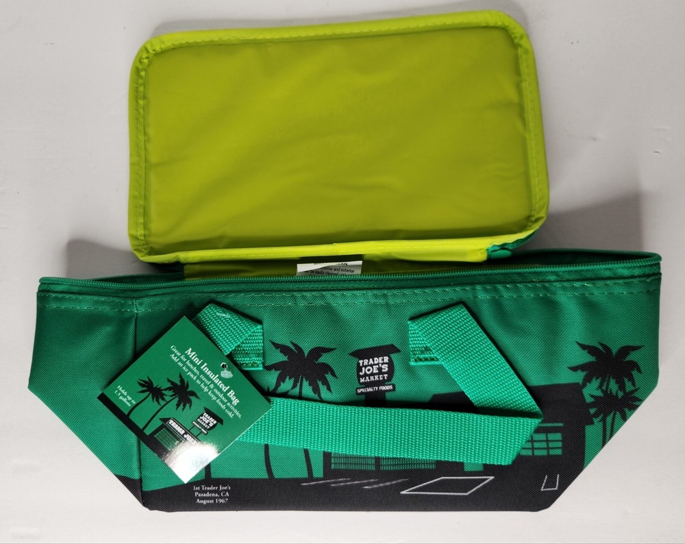 Trader Joe’s mini insulated bag cooler lunch tote Green Limited Edition 2024′