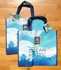 Aldi Reusable Ocean PlasticTote Bags Lot of 2 Made From Ocean Plastic NEW