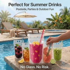 C CRYSTAL LEMON 200PCS Drink Pouches with 200 200 Count (Pack of 1), Clear