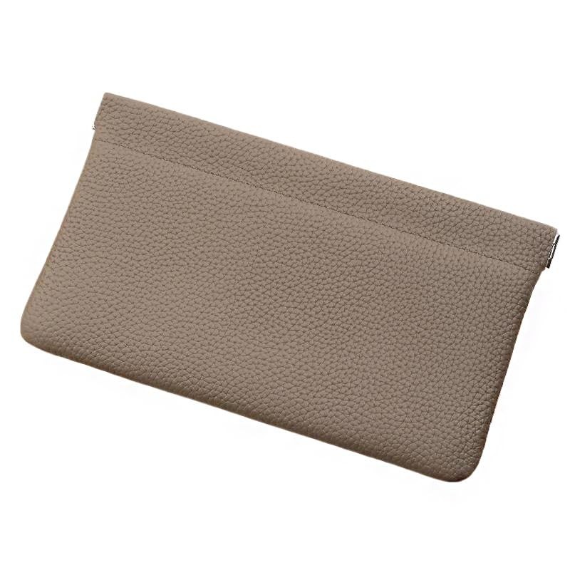 Genuine Leather Pocket Cosmetic Bag for Purse,Coin Purse Lipstick Grey