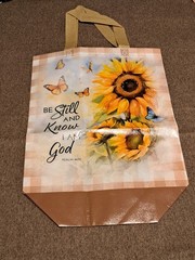 CHRISTIAN THEMED REUSABLE SHOPPING BAG, PSALM 46:10 13×15″ VERY SPECIAL!