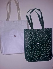 Lululemon Bags Shopping Bags Large Reusable Totes White & Green 16x14x6”