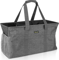BALEINE Extra Large Utility Tote Bag with Wire Frame for Storage (Gray, 22”X12′
