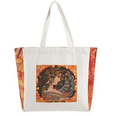Canvas Tote Bag Reusable Shopping Bag with Inner Zipper for Travel Business