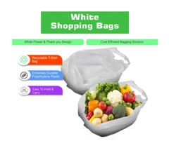 2000 Pack – 1/10 White Plastic Shopping Bags, Grocery Bags 8x4x16