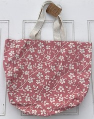 Reusable Tote Bag Eco-friendly Pink White Floral NWT