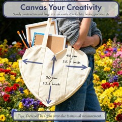 Cute Heart Shaped Canvas Tote Bag for Women, Daily Reusable Shoulder Grocery …