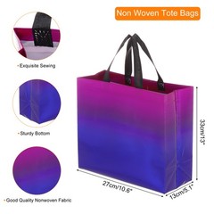24Pcs Reusable Gift Bags with Handles 10.6 x 13 Inch Gradient Purple