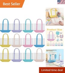 6 Pcs Mini Canvas Tote Bags 13″ x 11″ x 6″ Small Tote Shopping Bag Bulk with …
