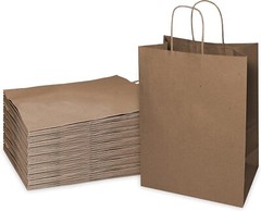 10 x 5 x 13 in. Small Brown Kraft Paper Shopping Bags with Handles 150pcs