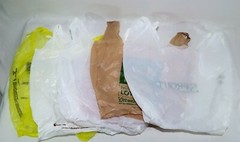 Assorted Plastic Grocery Bags Single Use Clean Folded Art Crafts Trash Bag