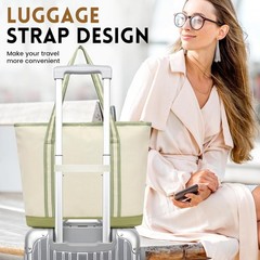 Lar Canvas Tote Bag for Women, Beach Bag with Zipper, Utility Tote Bag