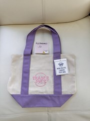 Trader Joe’s Mini Pastel Canvas Tote Bag Pastel Lavender Limited Edition NWT