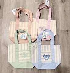 Trader Joe’s Canvas Mini Tote Bag Striped Multicolor 13x11x6 in New