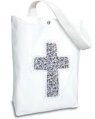 Christian Tote Bag for Women, Bible Bags with Handcrafted Cross & Lace, 12oz …
