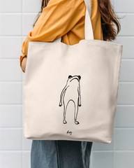 Canvas Tote Bag Aesthetic for Women, Cute Trendy Frog Hand Drawn Reusable Clo…