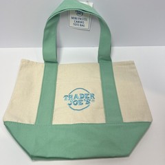 Trader Joe’s Mini Pastel Canvas Tote Bag in Green NWT