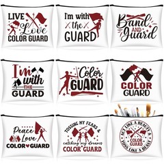 SilTriangle 9 Pcs Color Guard Makeup Cosmetic Bag Peace Love Dark Red