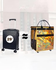 Reusable Grocery Bag with Wheels (Large, Glitter Gold), Rolling Shopping Bag …