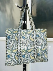 Floral Animal Print Cotton Quilted Multipurpose Tote Bag Market Bag – 10 Pcs Lot