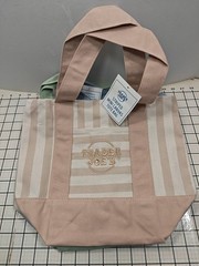 TRADER JOE’S Pastel Striped Mini Canvas Tote Bag 4 Colors Pink Blue Green Beige