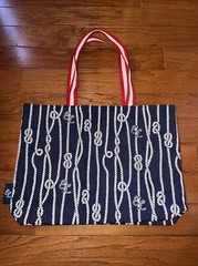 New Canvas Sturdy Tote Bag Nautical Estée Lauder Blue & White 17” X 12”