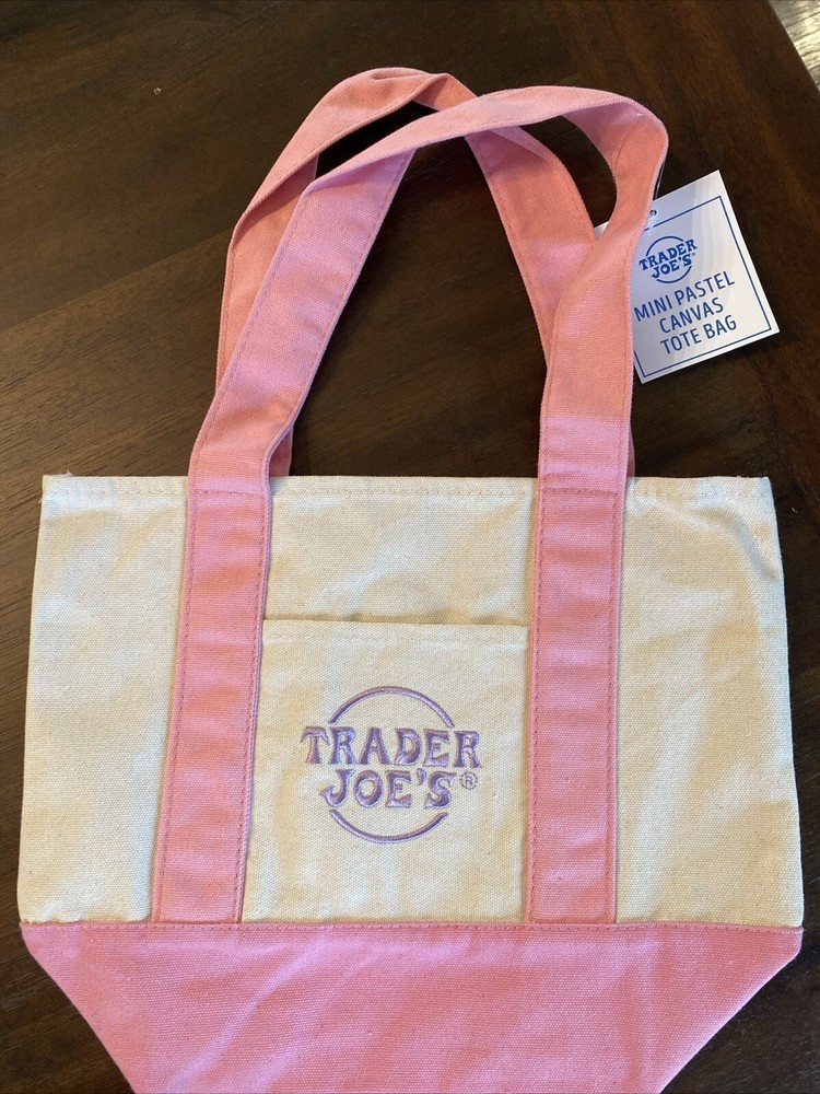 NEW Pastel PINK Trader Joe’s MINI Canvas Tote Bag 2025 Easter Basket Lunch bag
