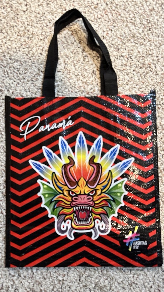 Devil Dragon Reusable Shopping Tote Bag 11 1/2″ X 13″ X 6″ From Panama