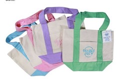 Trader Joe’s Mini Pastel Canvas Tote Bags, SPRING PASTEL COLORS 4 BAGS SET NWT