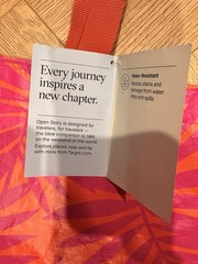 Water Resistant Reversible Pink Orange Tropical Tote Bag Target Open Story NWT
