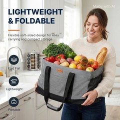 Extra Large Foldable Grocery Tote Bag With Handles for Storage, Picnics, Beac…