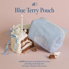 ANILLO Blue Terry Pouch, Soft Lightweight Travel 16 x 8 x 10 cm,