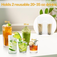 Cheardia 250 Pack Handle Drinking Poly Bags, Portable 2 Cup Medium, Clear