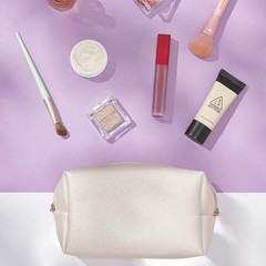 Sohynca PU Leather Cosmetic Bag for Women Minimalism Makeup S, Coffee