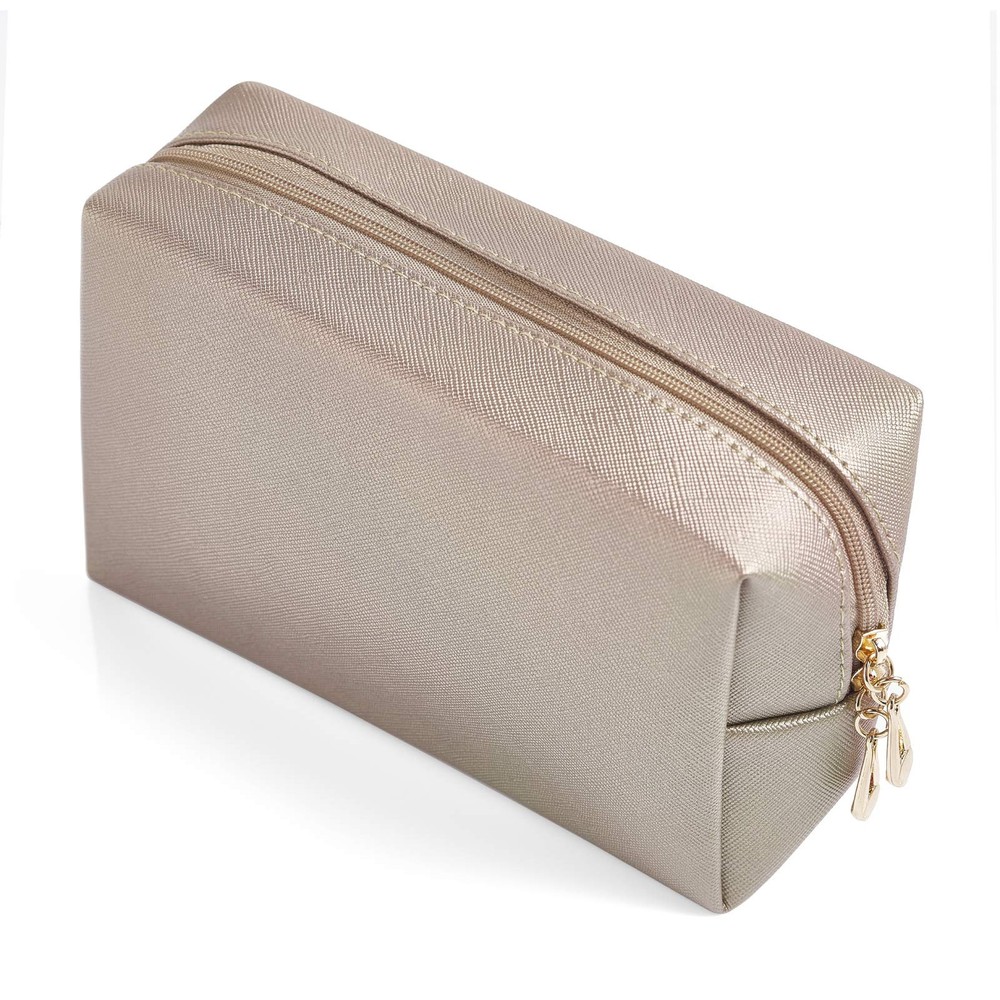 Sohynca PU Leather Cosmetic Bag for Women Minimalism Makeup S, Coffee