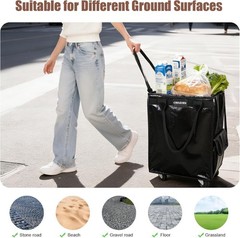 Durable Medium 76lbs Rolling Tote Bag with 3 Handles – Perfect for Busy Shoppers