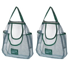 2Pcs Hanging Mesh Storage Bags, Breathable Shopping Handbag, 41x30cm (Green)