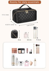 ALEXTINA Large Capacity Travel Cosmetic Bag – Portable Makeup Medium, black