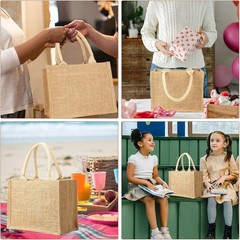 Versatile 3-Pc Burlap Tote Bags – Ideal for Weddings, Markets, and DIY Crafts