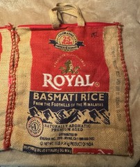 2 Royal Basmati Rice Repurposed Recycled Zipper Closure Burlap Bags Rustic Decor