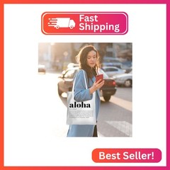 DHKG Aloha Definition Hawaiian Gifts Hawaii Tote Bag for Women Dictionary Typogr