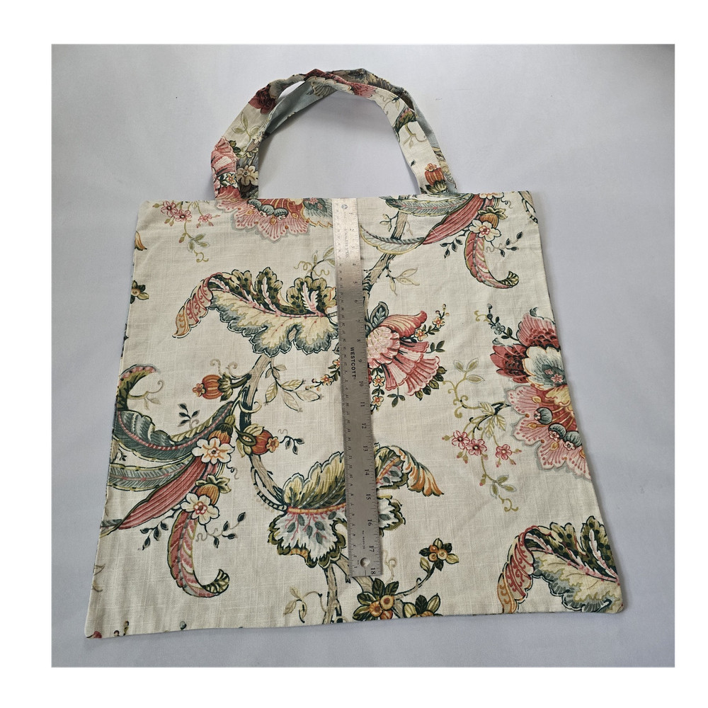 Floral Pattern Foldable Fabric Reusable Shopping Bag Large Multicolor Two-Piece
