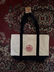 Trader Joe’s Large Canvas Tote Bag w/ Navy Blue Straps Limited Edition