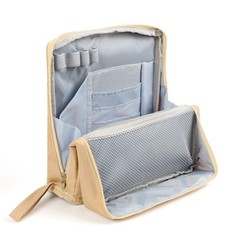 Doresty Makeup Bag, Multi-Purpose Large Capacity Oxford Cloth Standing Beige