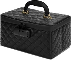 Portable makeup box with Lock, Large Capacity Travel Makeup Case Black