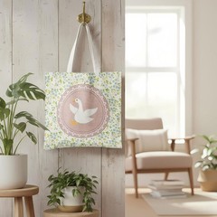 Vintage Pink Goose Flower Tote Bag, Goose Gifts for Women Canvas Tote Bags, C…