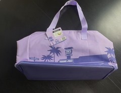 Trader Joe’s Reusable Tote Bag Purple All-Over Pattern Zipper Top