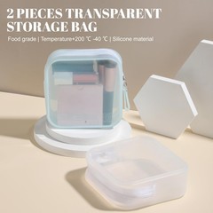 BS-MALL Silicone Travel Makeup Bag – Transparent Cosmetic Storage White