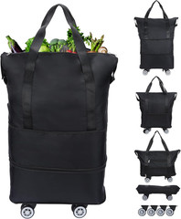 Reusable Grocery Bag on Wheels Shopping Bag with Wheels, Detachable Roller Tote